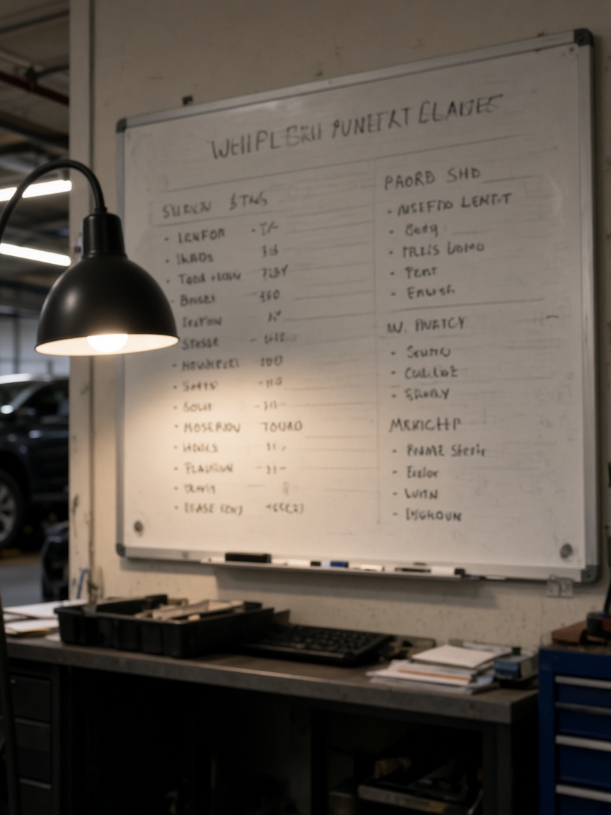 Diagnostic scan tools on a workshop bench